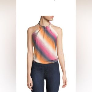 Trina Turk Tamika Serape Stripe Open Tie Back Halter Top XL